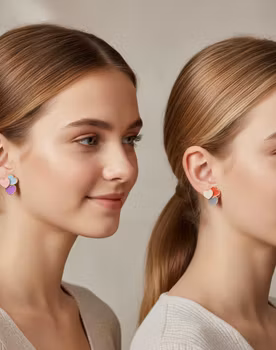 Trippel Hjärta Emaljörhängen