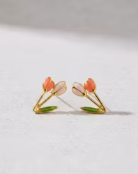 Vårblomman Örhängen – Dubbla Tulpaner i Pastell