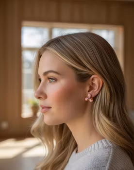 Rosa Klöverörhängen med Guldglans