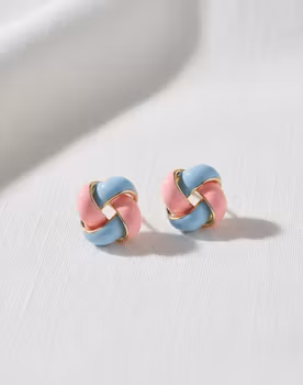 Pastellknutörhängen – Rosa & Ljusblå