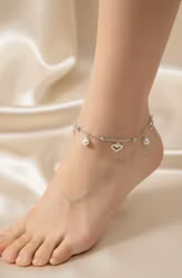 Hjärtglans Ankelkedja med Pärlor