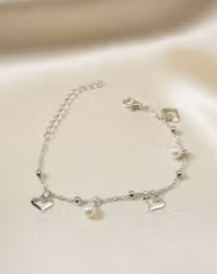 Hjärtglans Ankelkedja med Pärlor