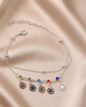 Stjärnfall vristlänk med färgglada stenar 💫
