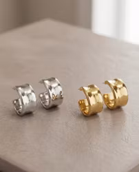 Luna Hammered Hoops