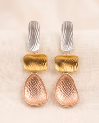 "Trefärgad Elegans – Geometriska Droppörhängen"