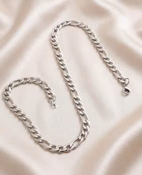Silverfärgad Figaro-kedja i Rostfritt Stål