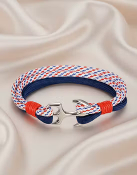 Maritim Lycka – Ankarmband i Rött, Vitt och Blått