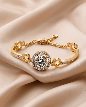 Guldglimrande Lyckoarmband med Kristallhalo