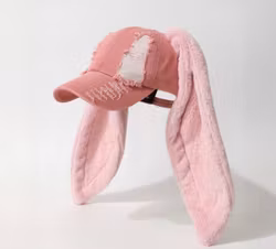 🐰 Fluffiga Kaninöron-Keps i rosadenim 💖