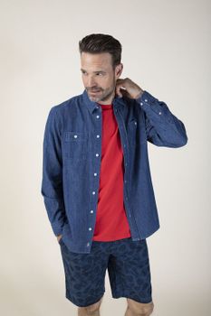 Chinos Shorts - Marinblå mönstrade