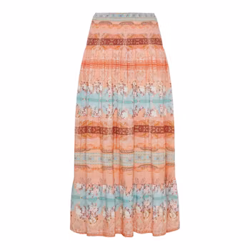 Kjol Boho - Apricot/Turqouise
