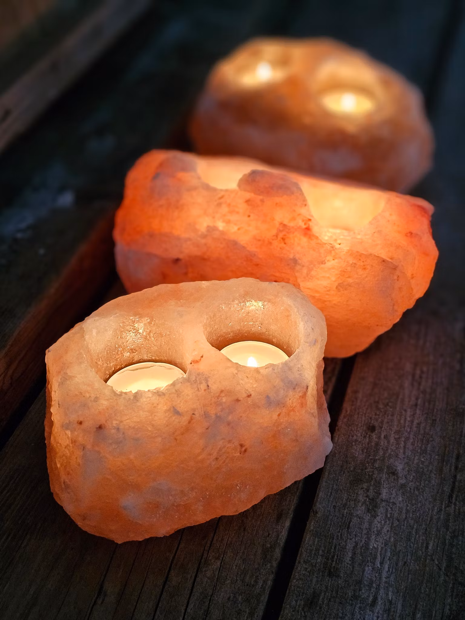 Himalaya Saltkristall, ljuslykta orange 2 hål
