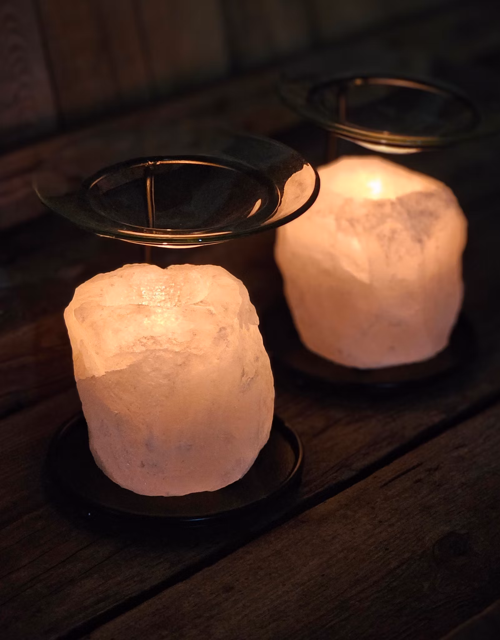Himalaya Saltkristall, ljuslykta vit diffuser