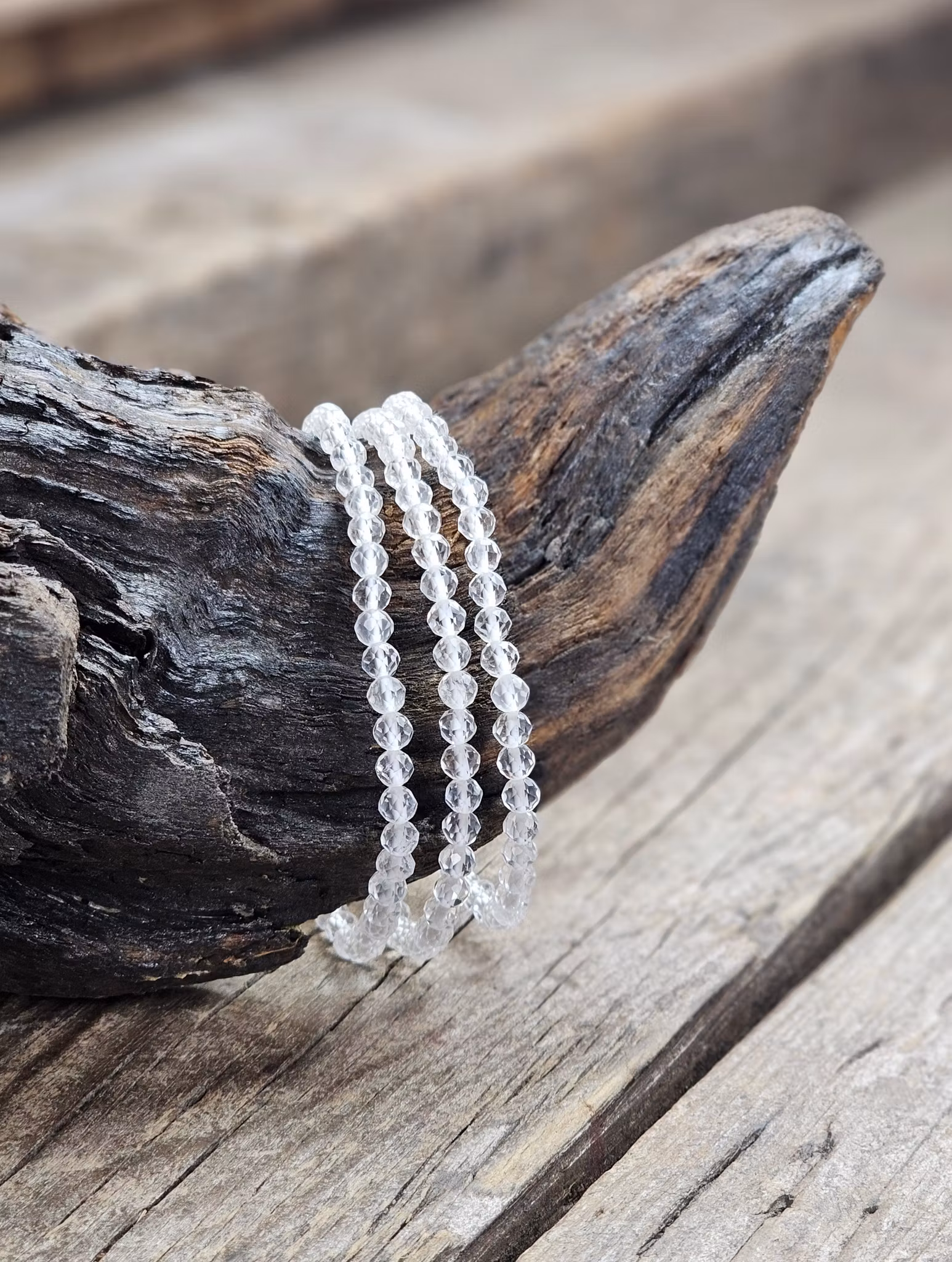 Bergkristall, armband 4mm facetterade pärlor