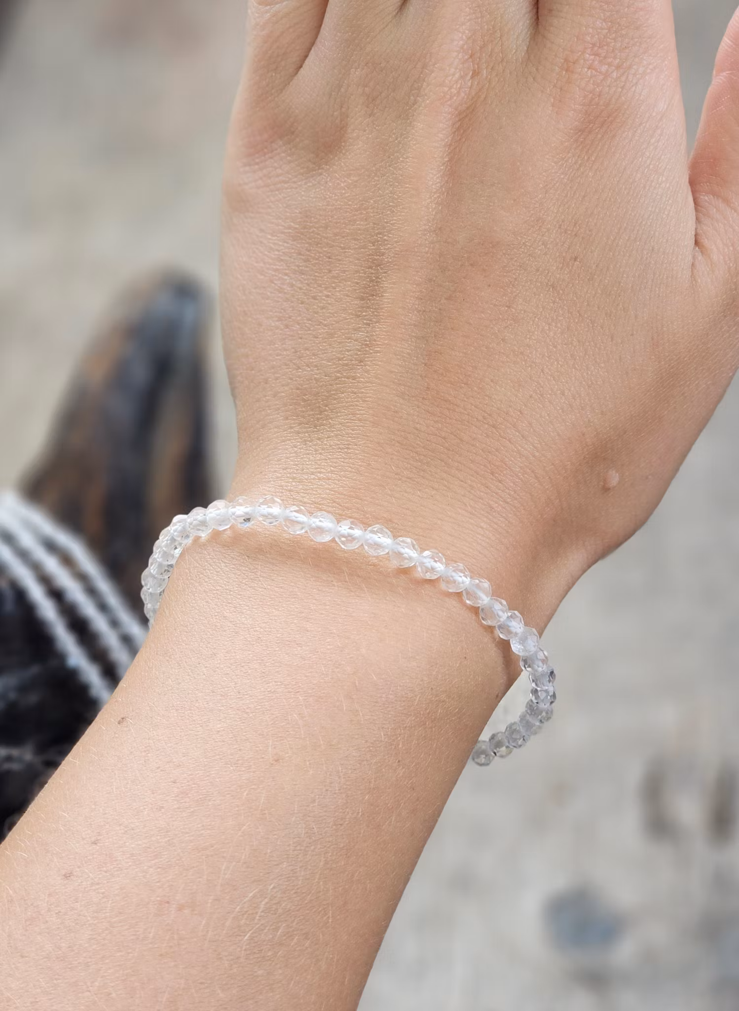 Bergkristall, armband 4mm facetterade pärlor