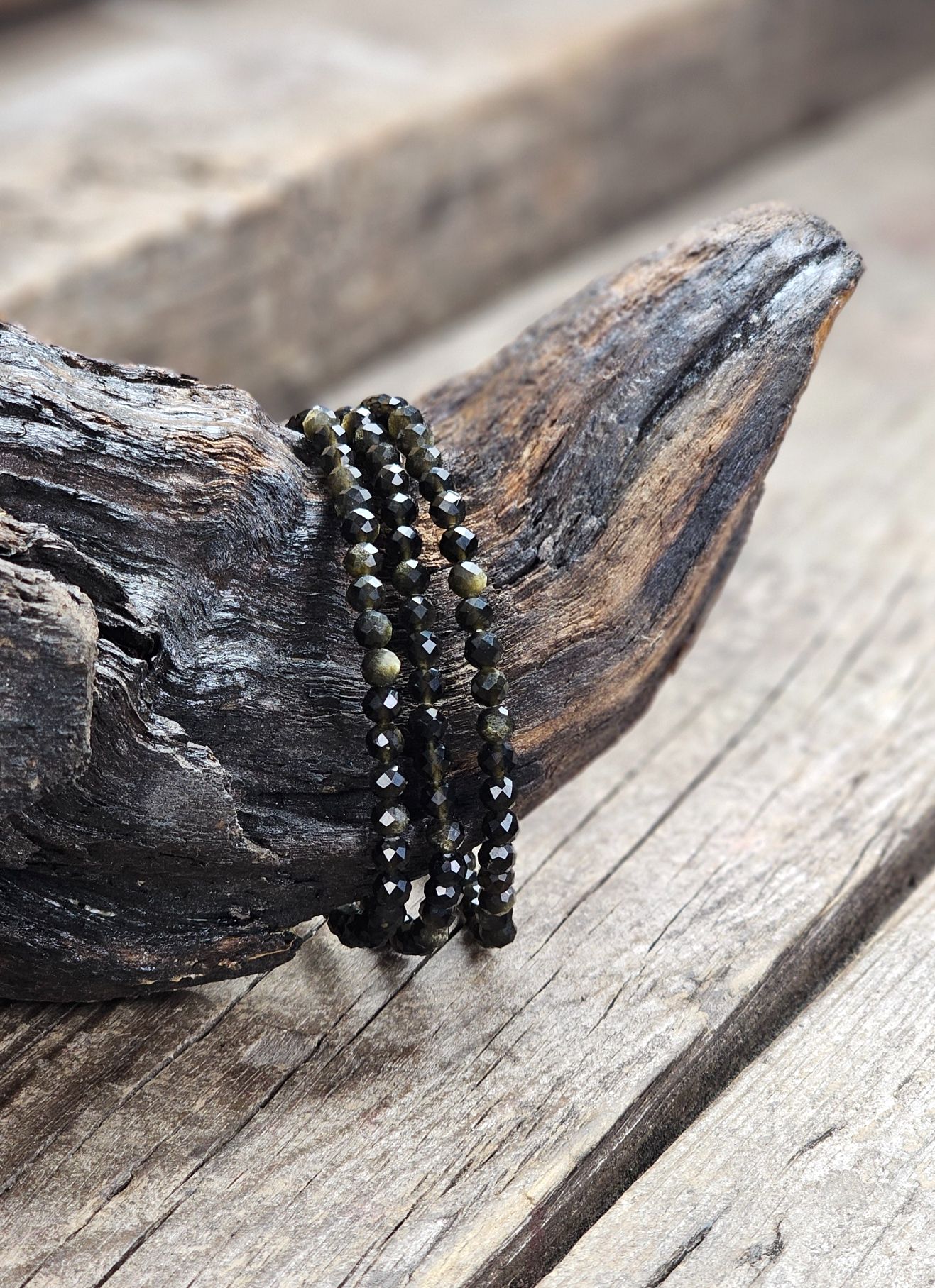 Guldobsidian, armband 4mm facetterade pärlor