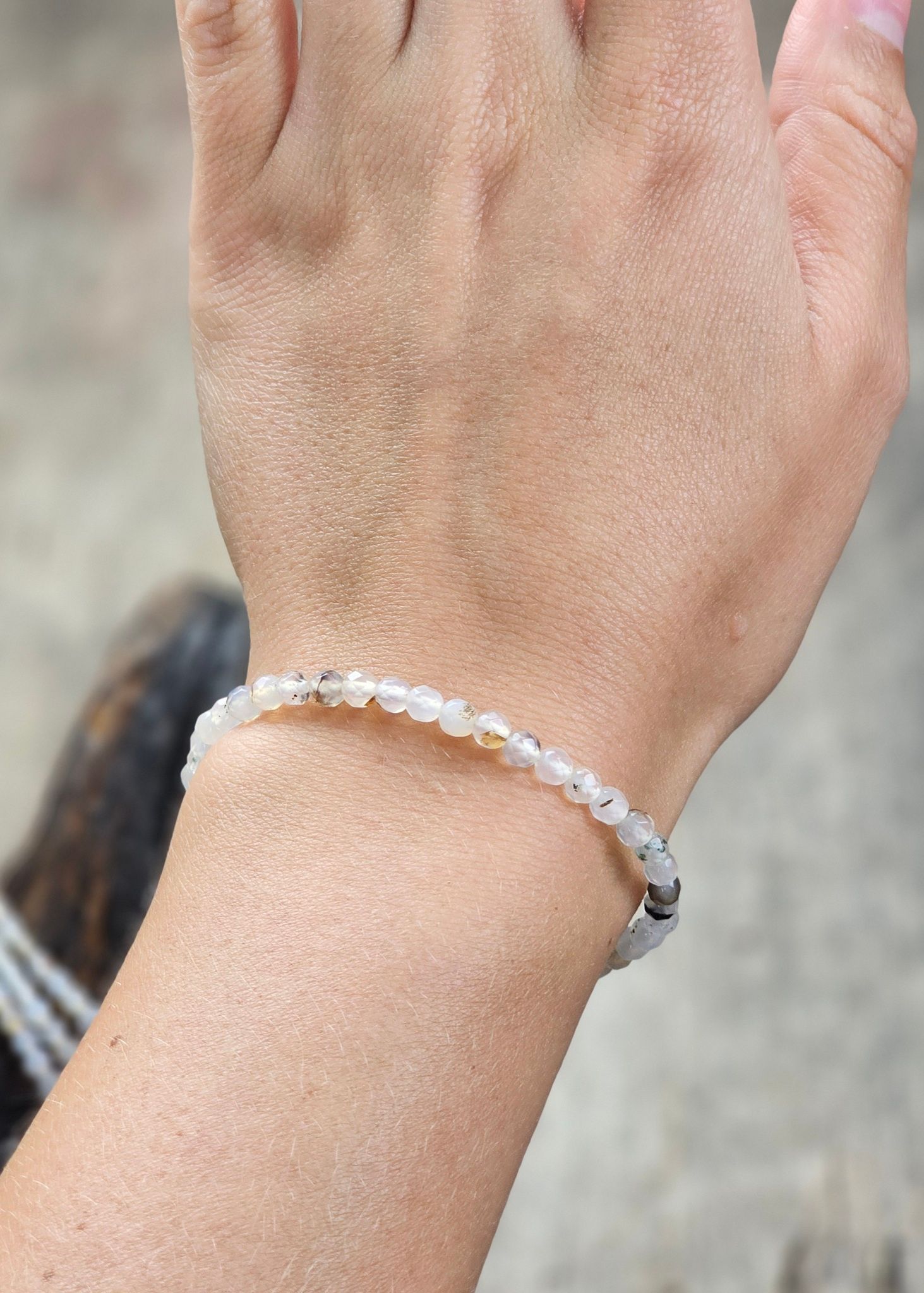 Agat, armband 4mm facetterade pärlor
