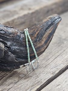 Grön Granat, armband 3mm facetterade pärlor macramé