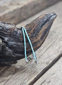 Amazonit, armband 3mm facetterade pärlor macramé