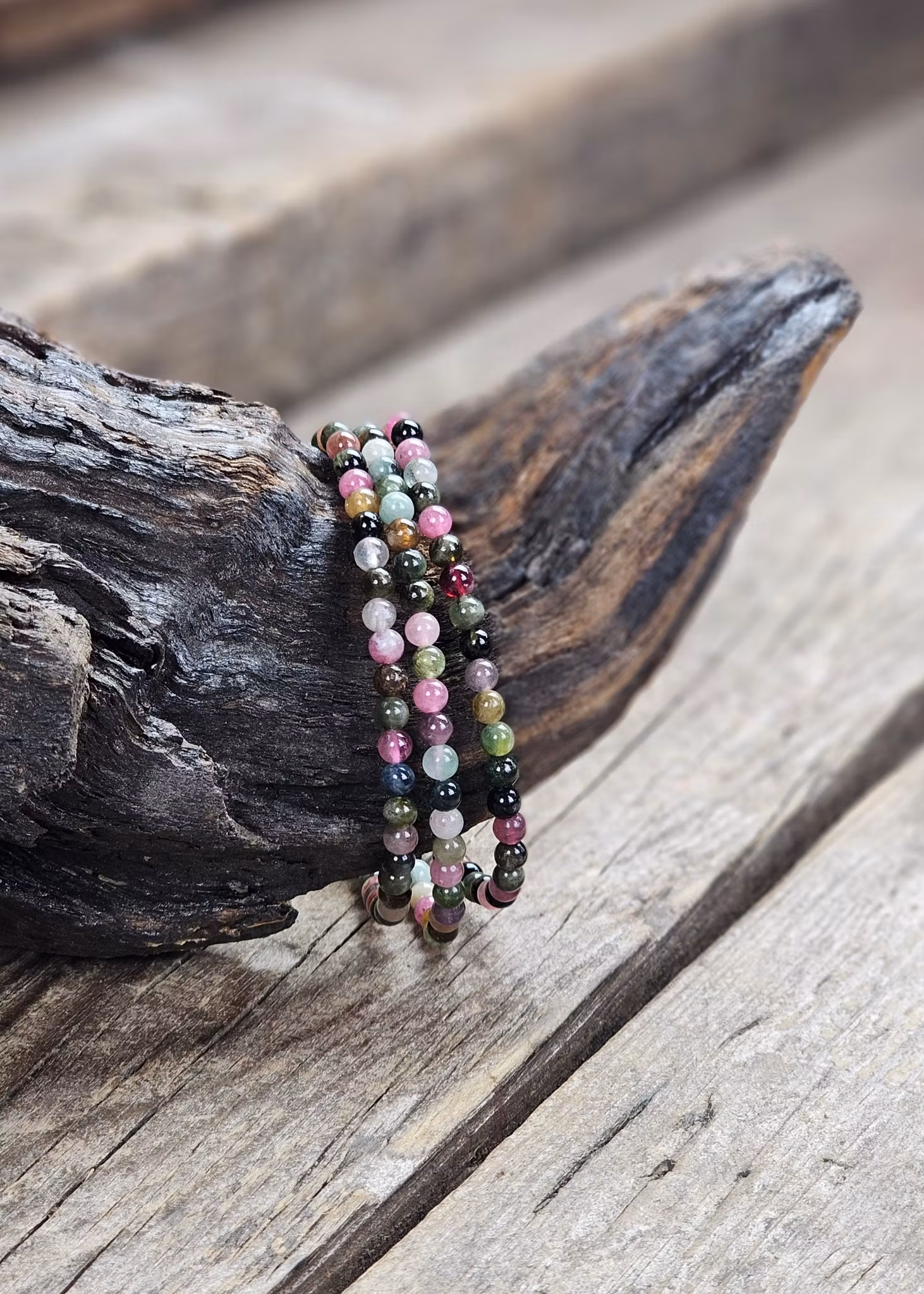 Vattenmelon Turmalin extra, armband 4mm runda pärlor