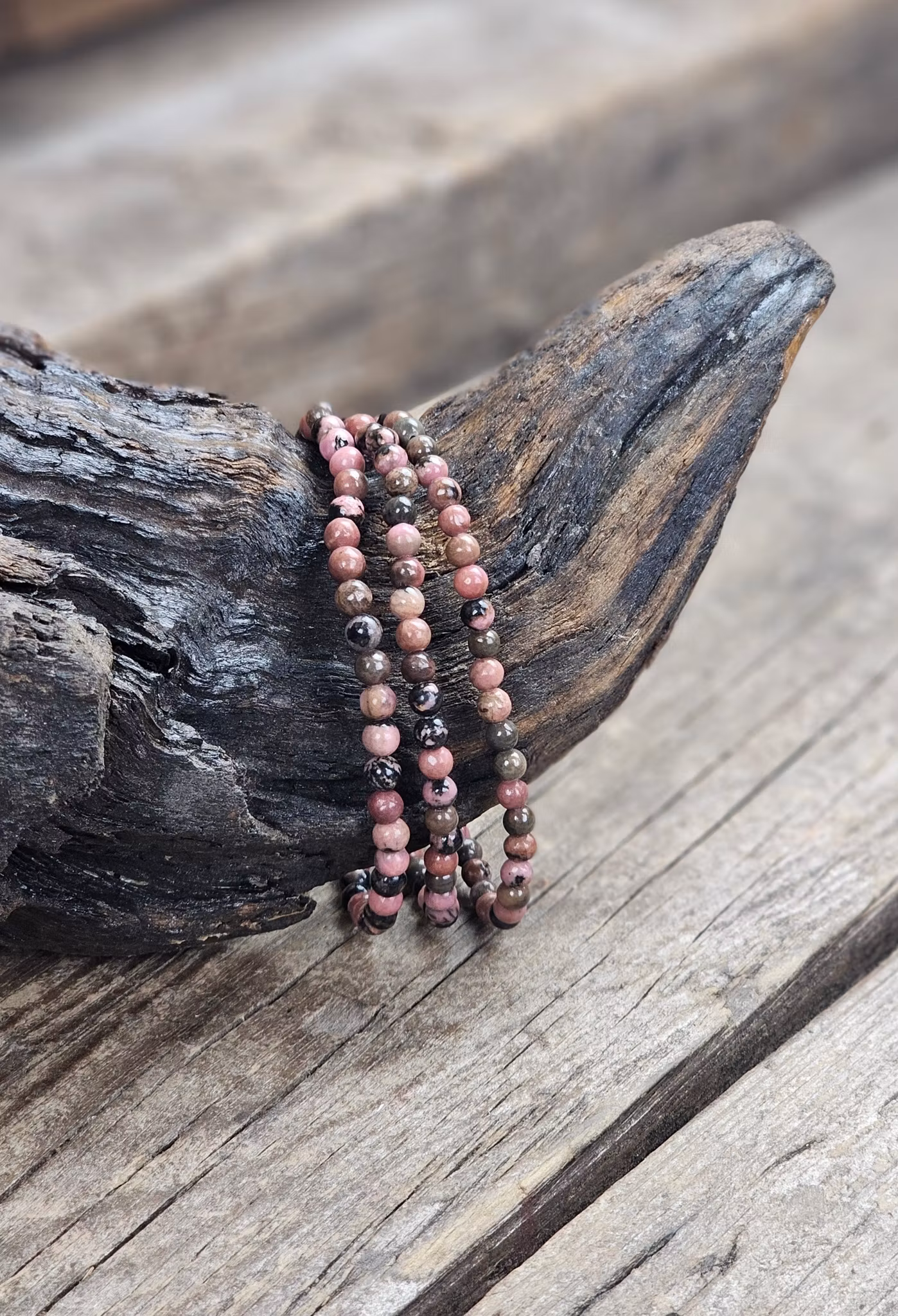 Rodonit, armband 4mm runda pärlor