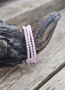 Rosenkvarts #2, armband 4mm runda pärlor