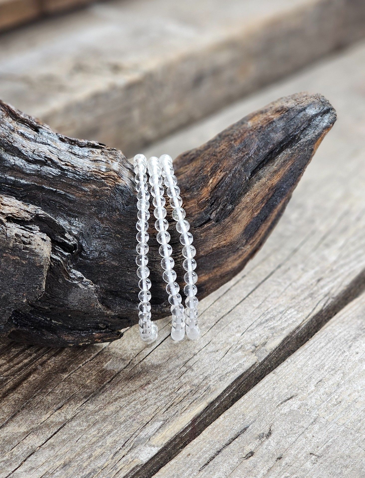 Bergkristall, armband 4mm runda pärlor