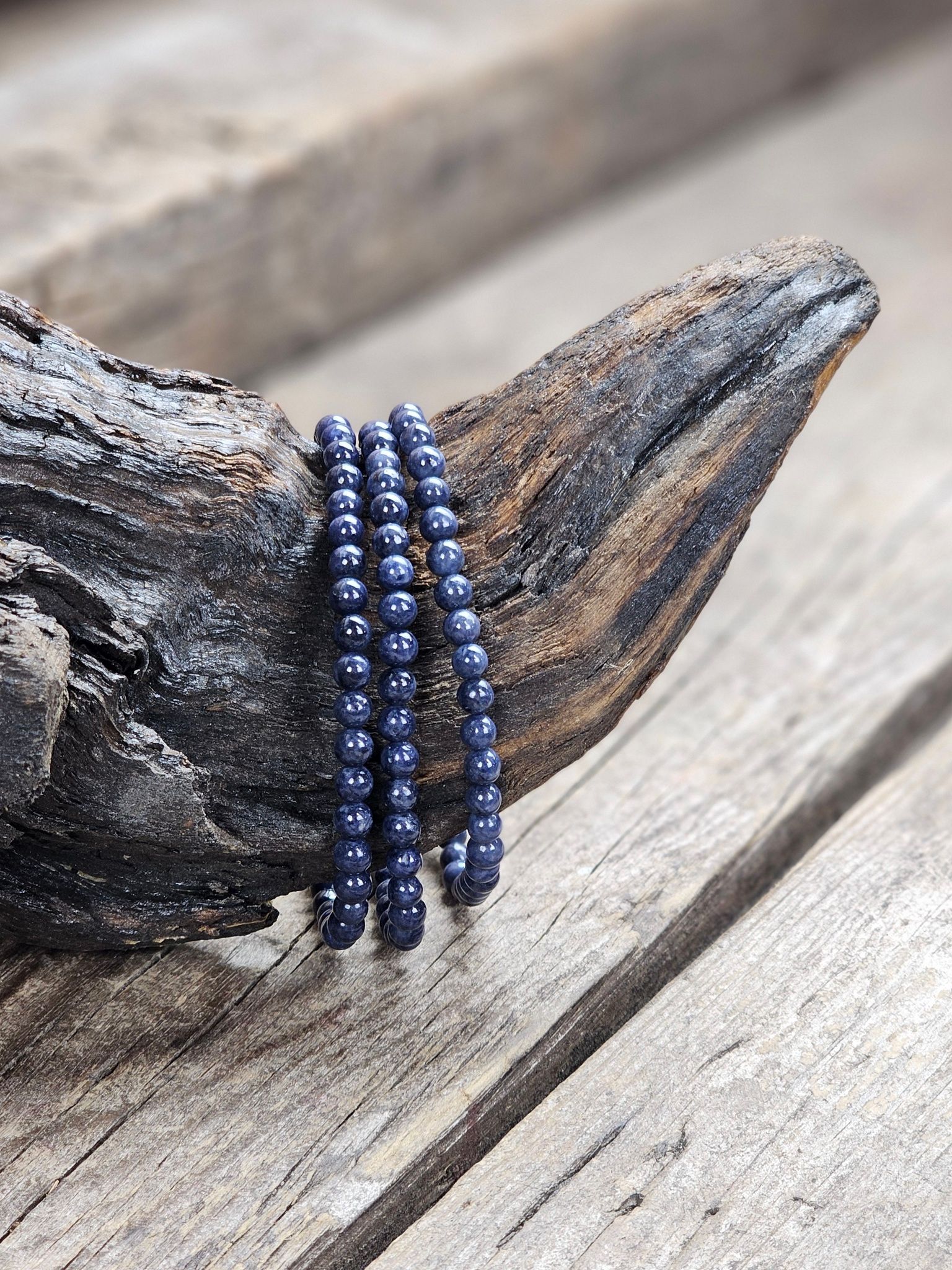 Safir, armband 4mm runda pärlor
