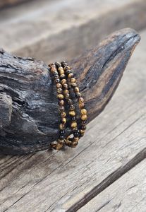 Tigeröga, armband 4mm runda pärlor