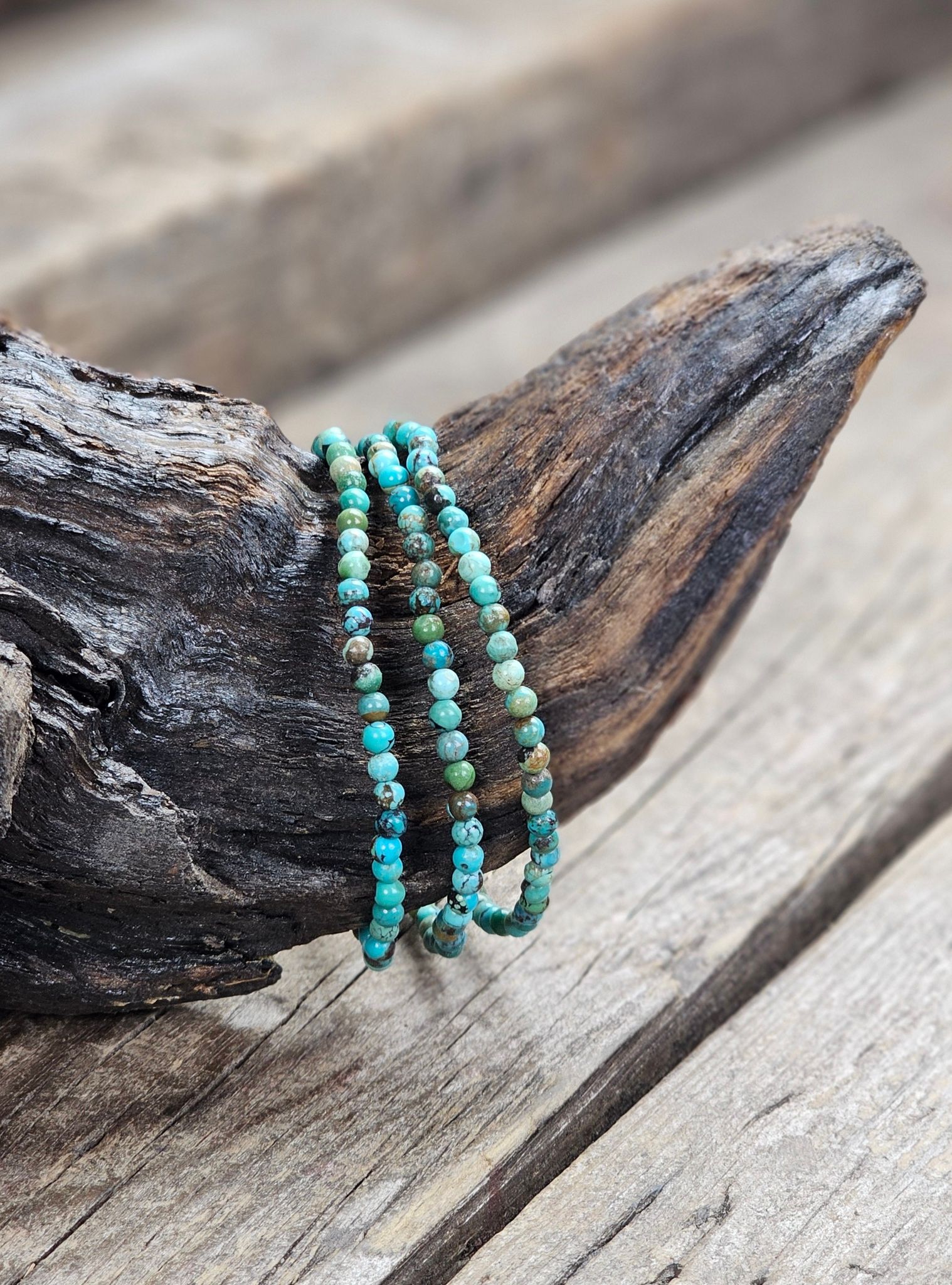 Äkta Turkos, armband 4mm runda pärlor