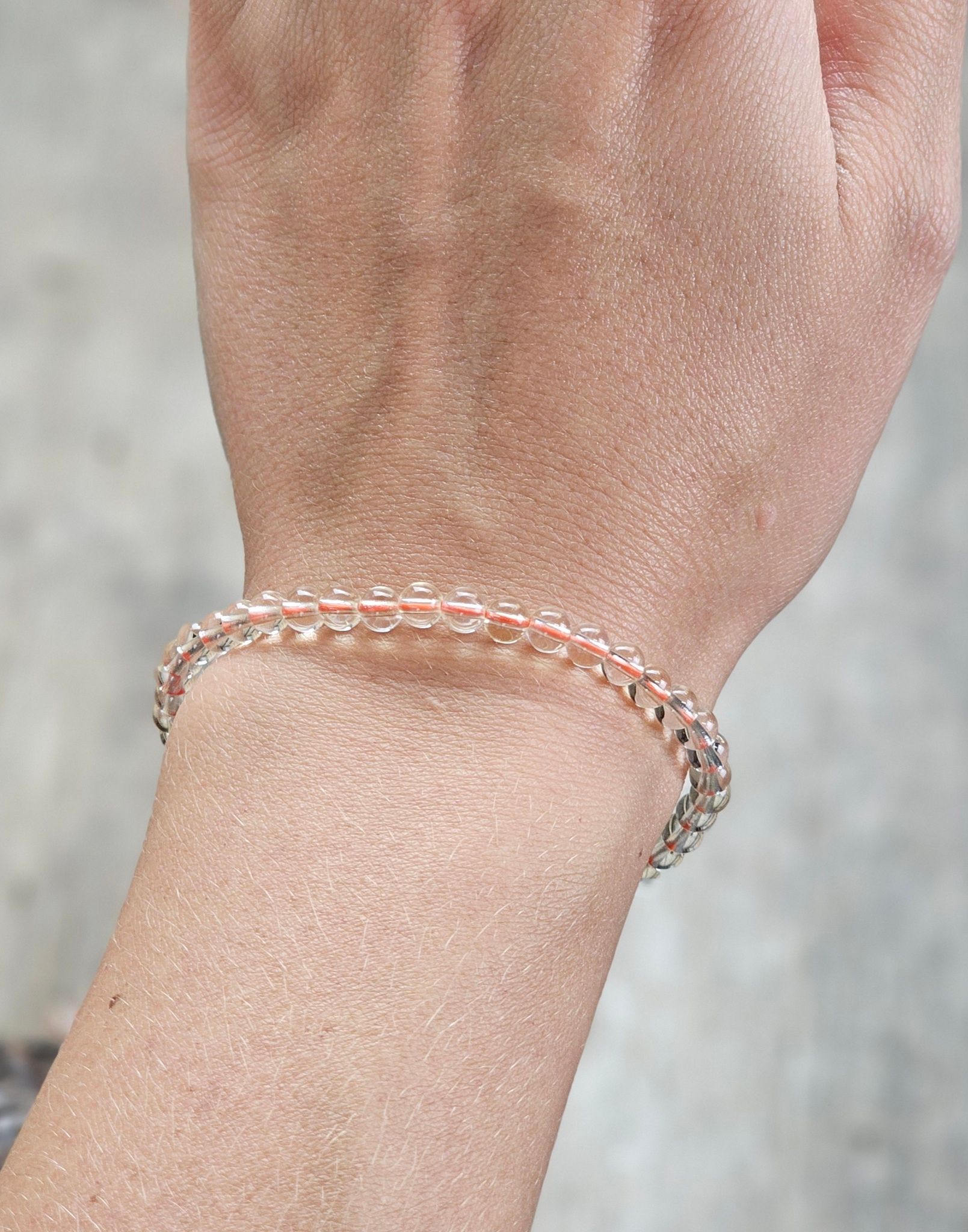 Naturlig Citrin, armband 4mm runda pärlor