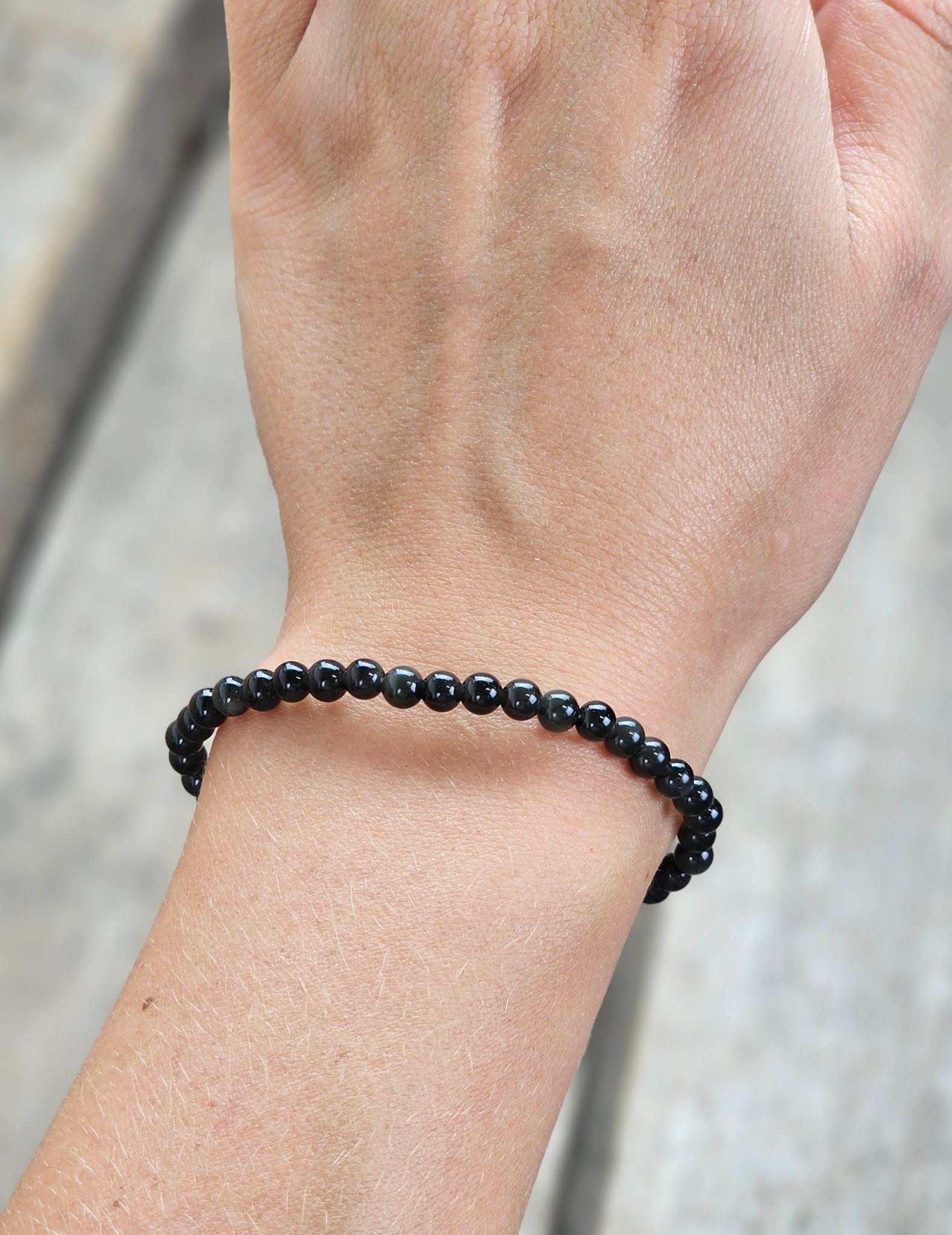 Regnbågsobsidian, armband 4mm runda pärlor