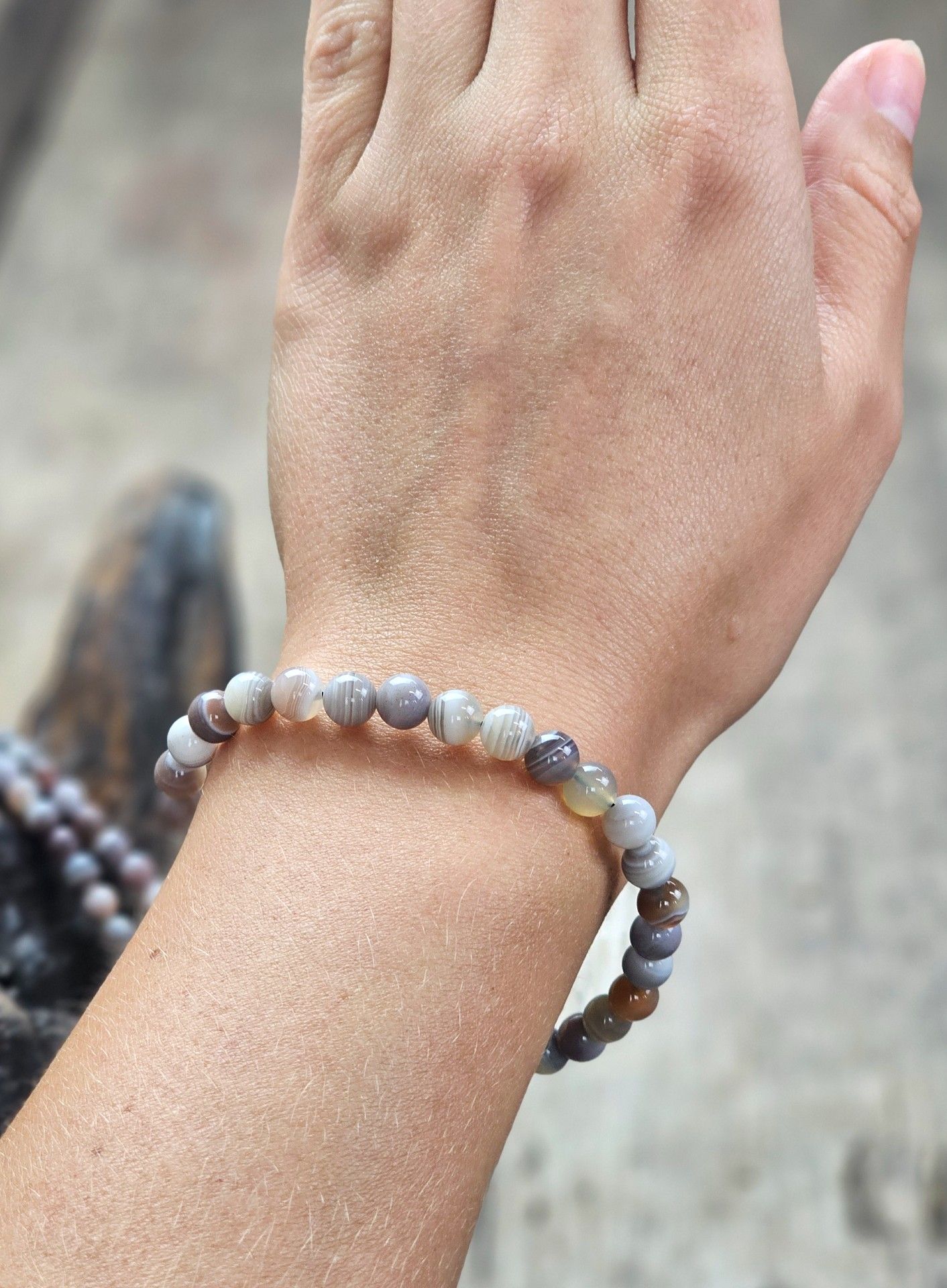 Botswana Agat, armband 6mm runda pärlor