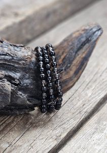 Obsidian (transparent), armband 6mm runda pärlor