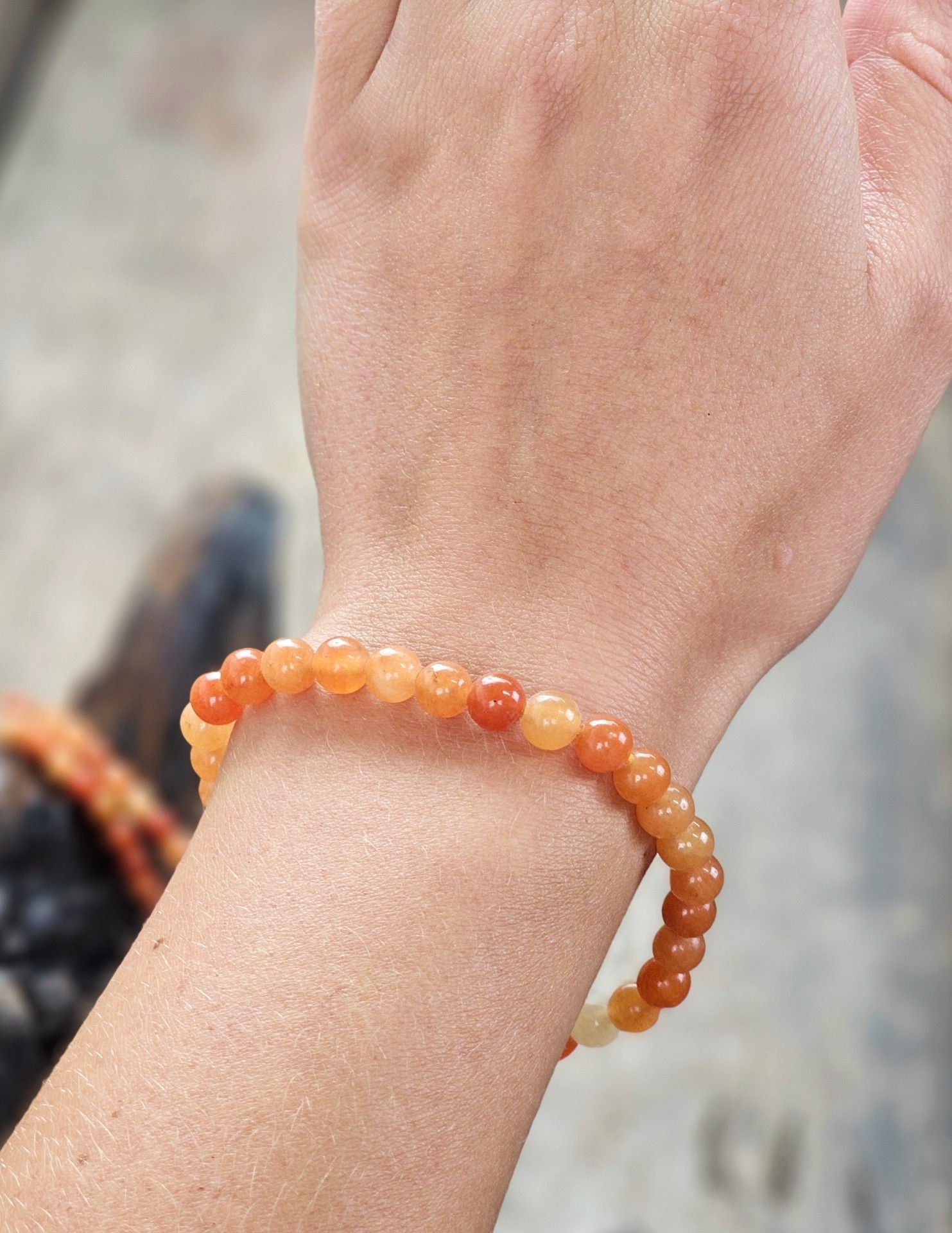 Orange Aventurin, armband 6mm runda pärlor