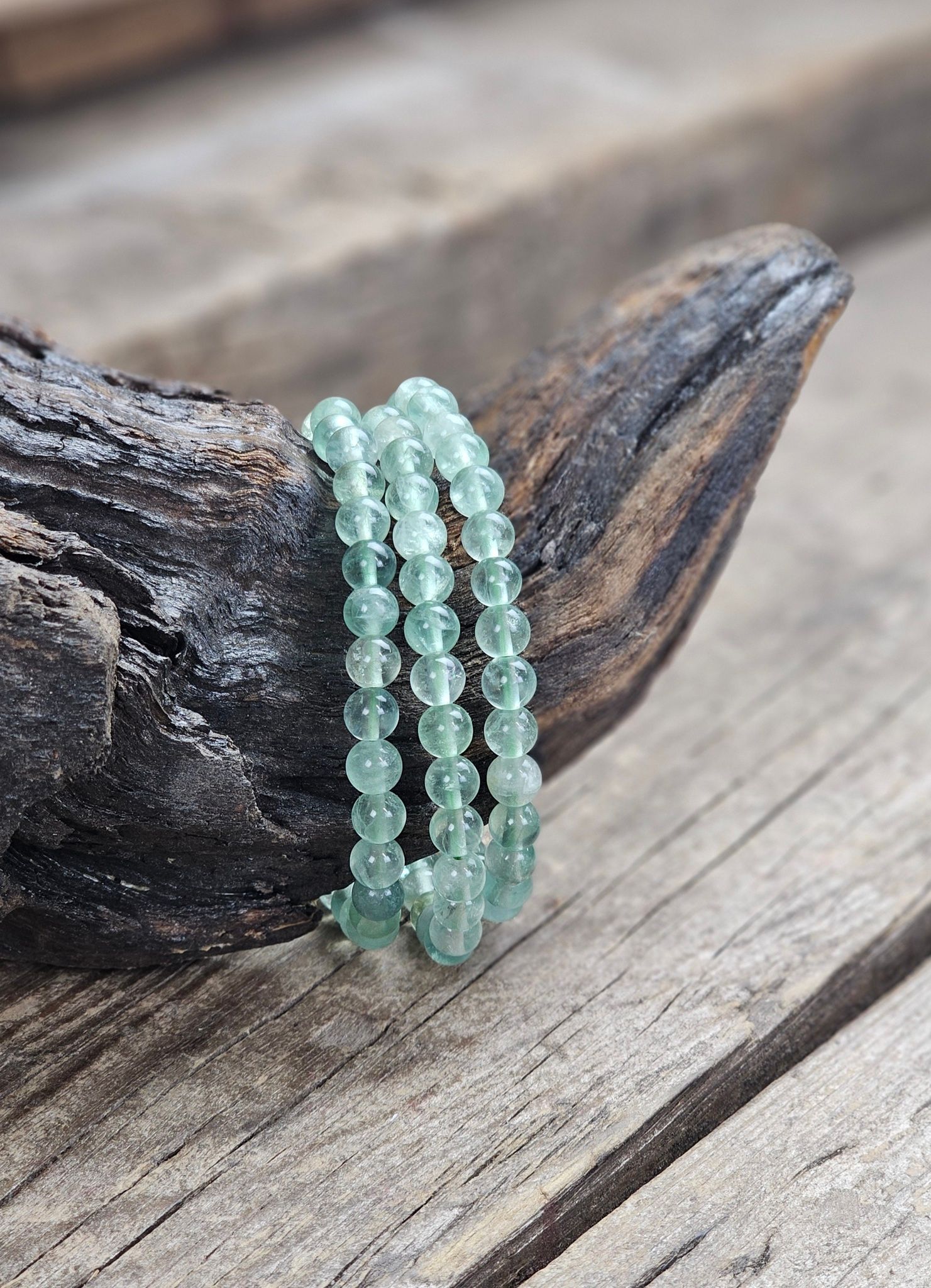 Grön Fluorit, armband 6mm runda pärlor