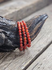 Karneol, armband 6mm runda pärlor