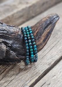Krysokolla extra, armband 5-6mm runda pärlor