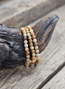 Korall Fossil, armband 6mm runda pärlor