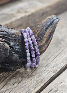 Chevron Ametist, armband 6mm runda pärlor