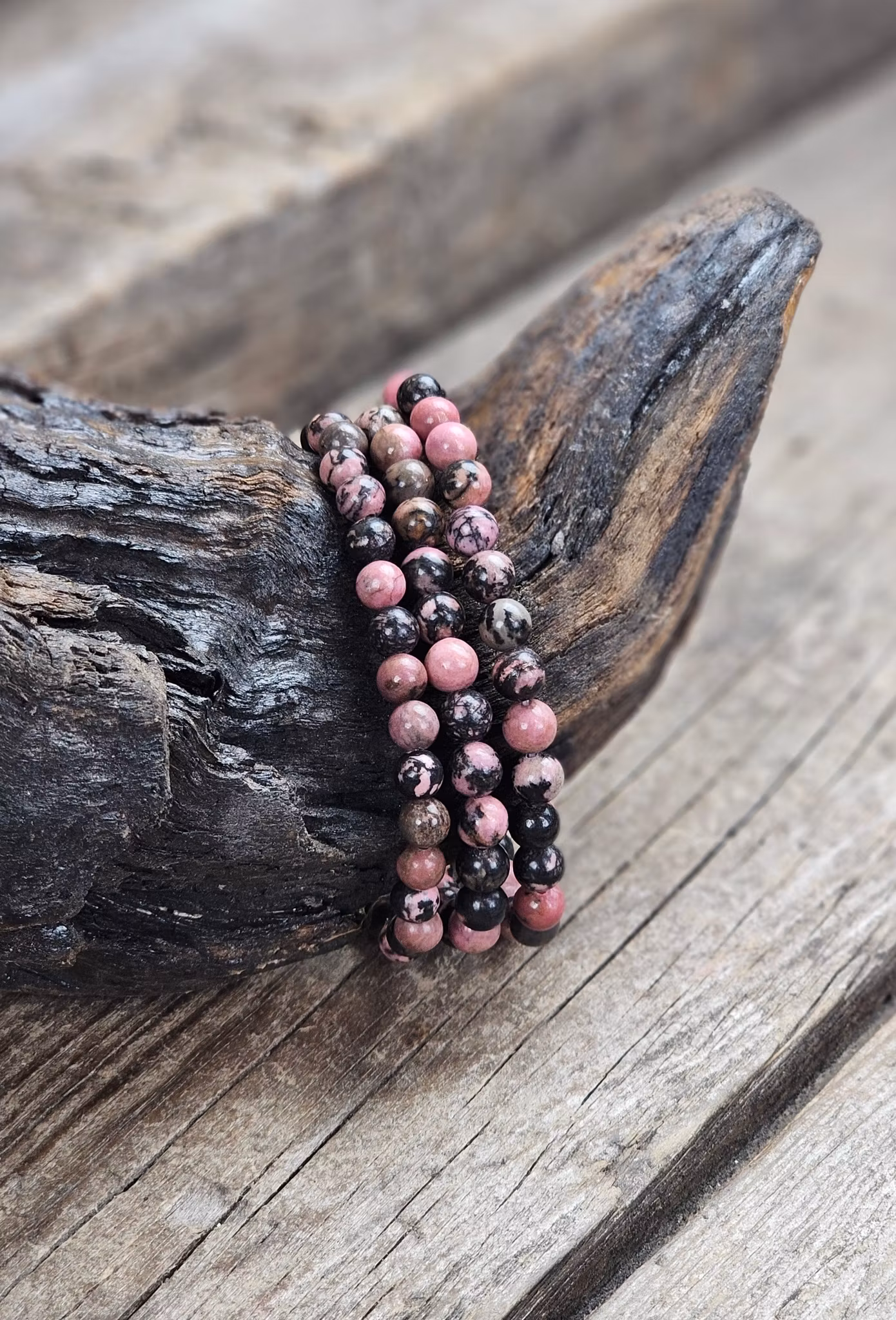 Rodonit, armband 6mm runda pärlor