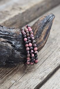 Rodonit, armband 6mm runda pärlor
