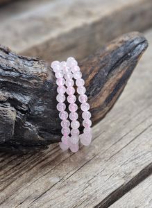 Rosenkvarts, armband 6mm runda pärlor