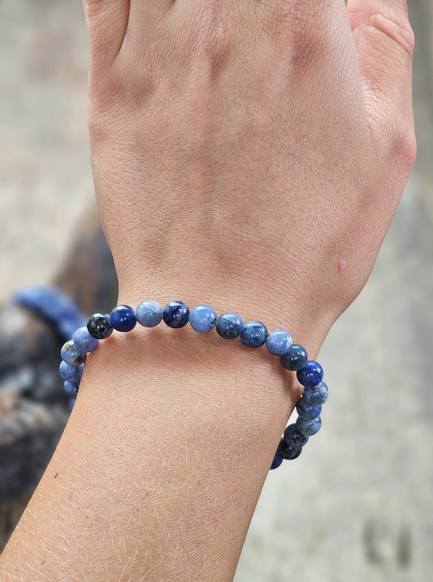 Sodalit, armband 6mm runda pärlor