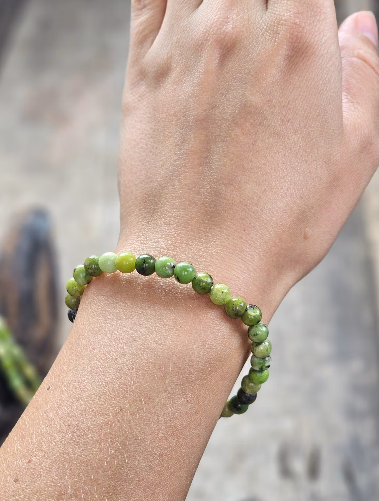 Citron Krysopras, armband 6mm runda pärlor