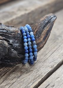 Blå Kvarts, armband 6mm runda pärlor