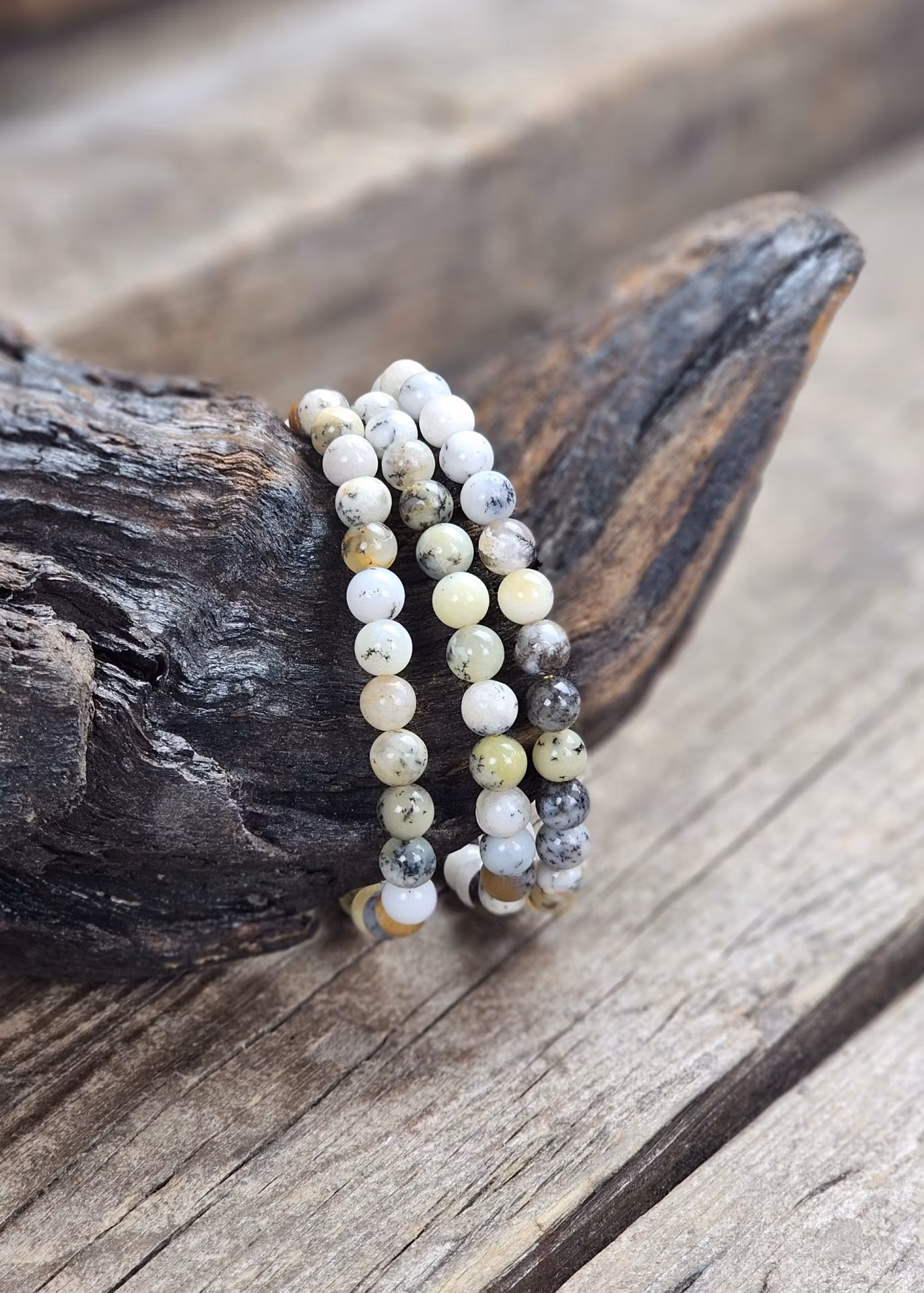 Dendrit Opal, armband 6mm runda pärlor