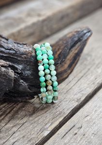Krysopras, armband 6mm runda pärlor