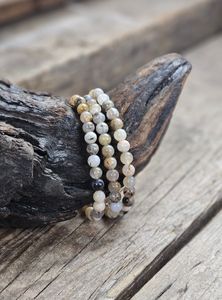 Dendrit Agat, armband 6mm runda pärlor
