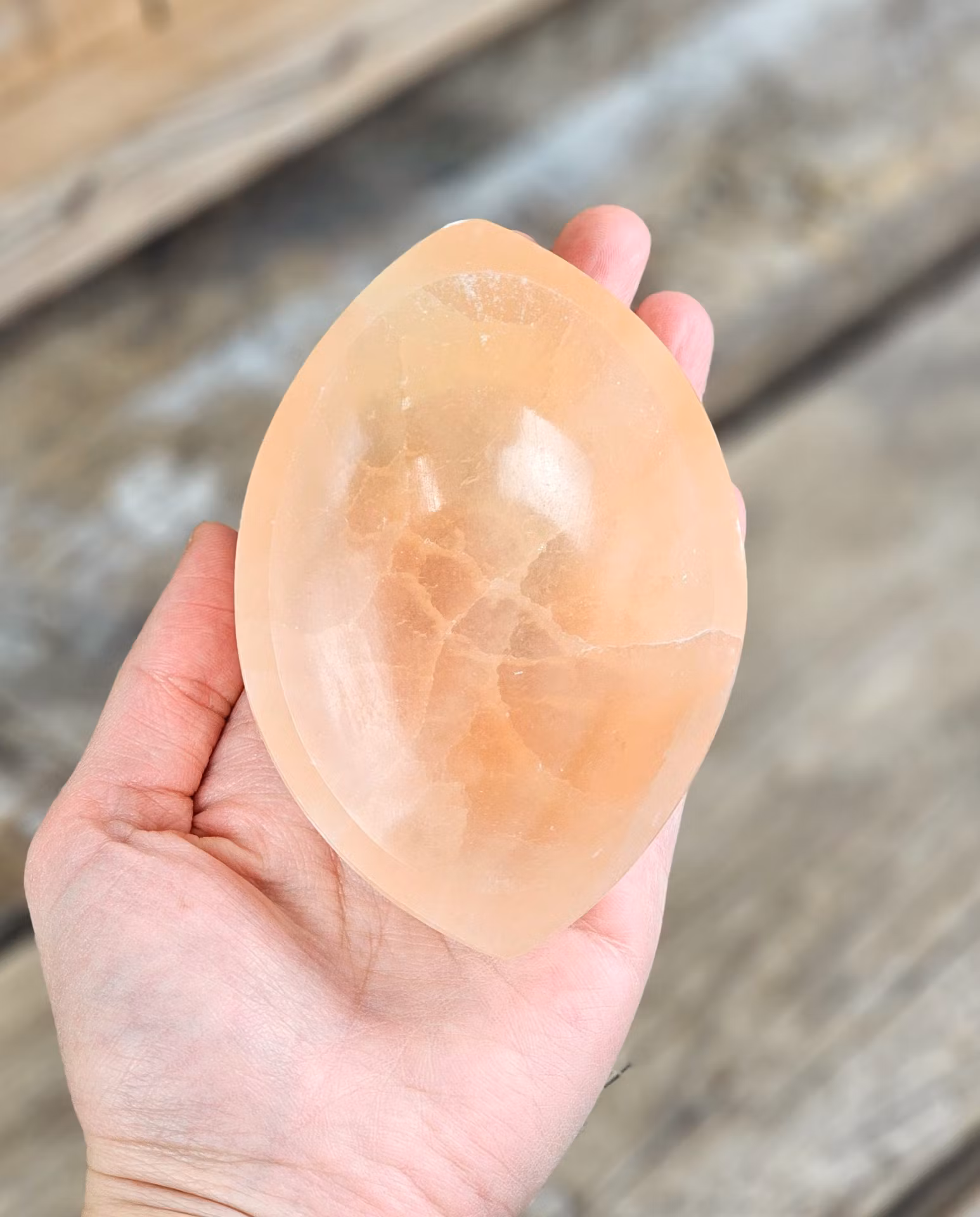 Orange Selenit, oval skål 10 cm